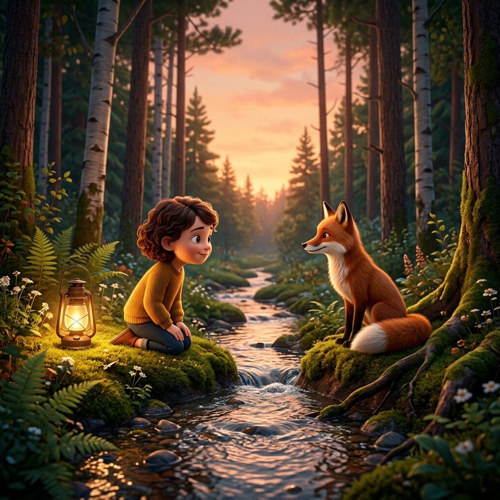 Example scene in the 3D animation style: Like a modern animated film