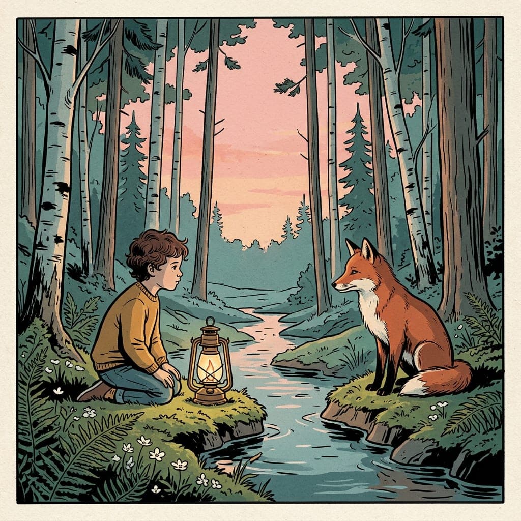 Buchseite im Stil einer Graphic Novel, wie es ein Buch mit Gustav als Hauptfigur zeigen kann